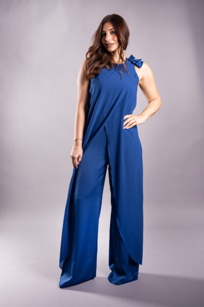 blue bow elegance jumpsuit Faya Boutique Jordan