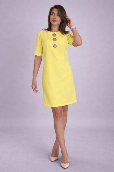 short dress with gold buttons