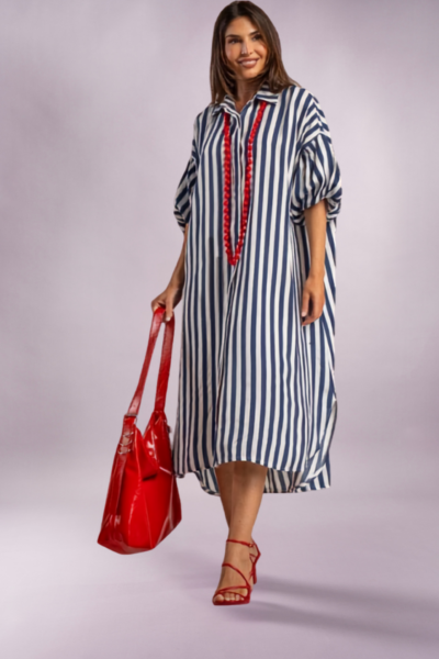 Striped Midi Shirt Dress