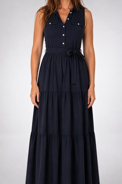Maxi Black Buttoned  Dress